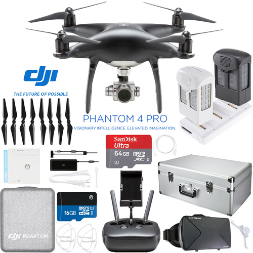 DJI Phantom 4 PRO Quadcopter Drone (Obsidian) + Extra Battery; 64GB and Case
