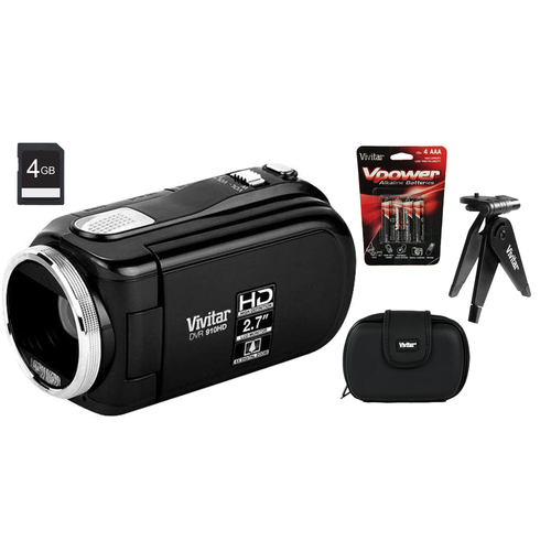 Vivitar High Definition Digital Video Recorder 910 Black w/ Accessories + 4GB SD Card