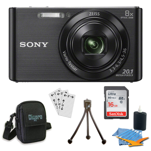 Sony DSC-W830 Cyber-shot Black Digital Camera 16GB Bundle