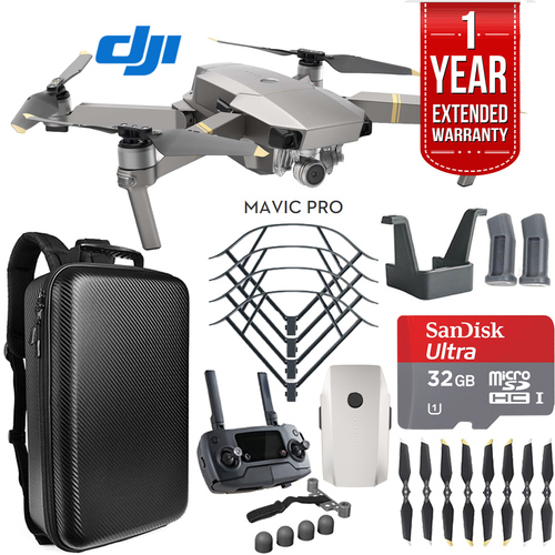 DJI Mavic Pro Platinum Quadcopter Drone + 1 Year Warranty Extension Plus 32GB Kit