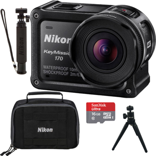 Nikon KeyMission 170 4K Ultra HD Action Camera with Built-In Wi-Fi Kit - Refurbished