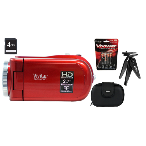 Vivitar High Definition Digital Video Recorder 910 Red w/ Accessories + 4GB SD Card