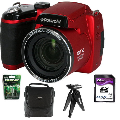 Polaroid IS2132-RED 16MP 21X Zoom Digital Still Camera with 2-Inch LCD (Red)