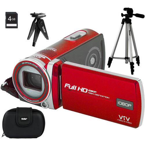 Vivitar iD975 Polaroid Dual Shot Video Camera - Red - 4GB Accessory Bundle