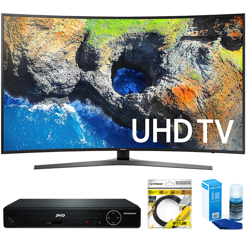 Samsung Curved 65` 4K Ultra HD Smart LED TV 2017 Model +  DVD Player Bundles