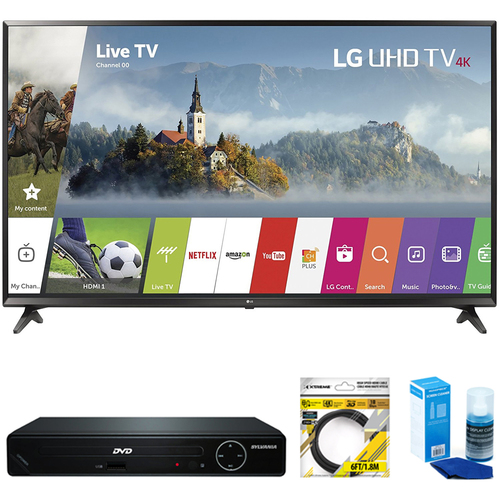 LG 49` UHD 4K HDR Smart LED TV 2017 Model + DVD Player Bundles