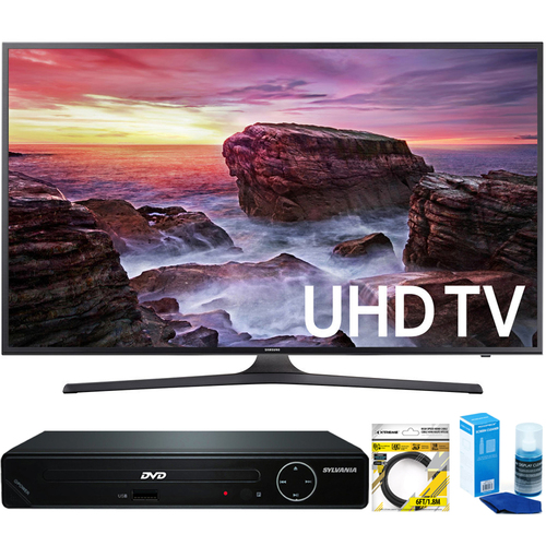 Samsung Flat 54.6` LED 4K UHD 6 Series Smart TV (2017) +HDMI DVD Player Bundle