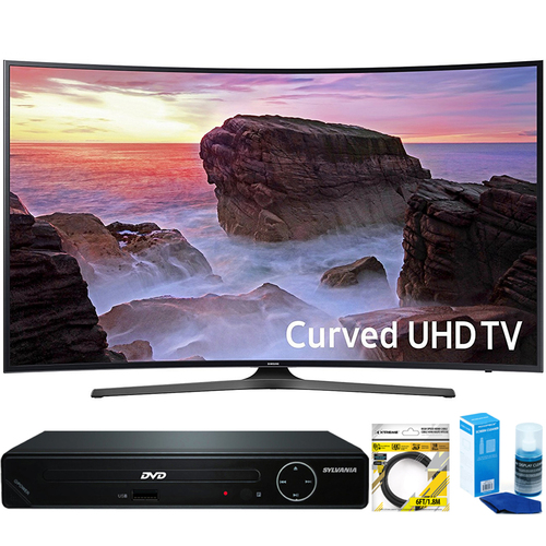 Samsung Curved 65` 4K HDR UHD Smart LED TV (2017 Model) +HDMI DVD Player Bundle