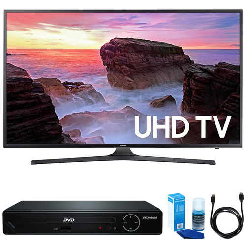 Samsung 55` 4K UHD Smart LED TV (2017 Model) w/ HDMI DVD Player Bundle