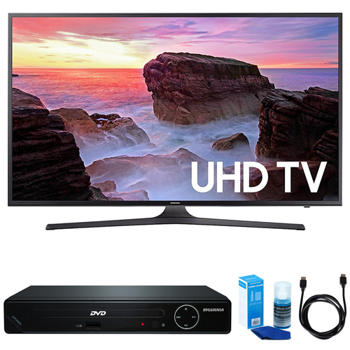 Samsung 50` 4K Ultra HD Smart LED TV (2017 Model) w/ HDMI DVD Player Bundle