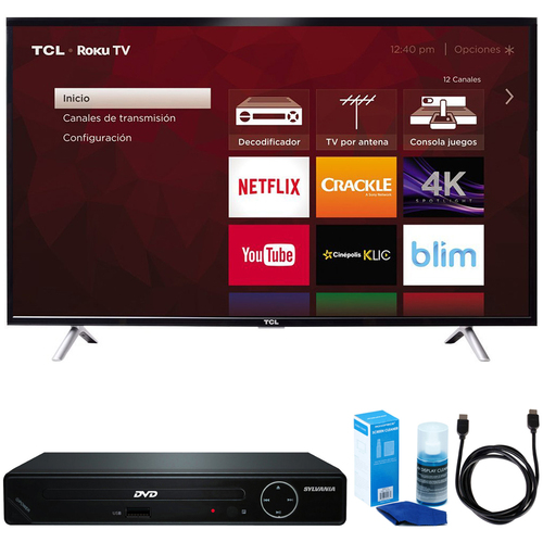 TCL 49` Class S-Series 4K UHD HDR Roku Smart TV w/ HDMI DVD Player Bundle