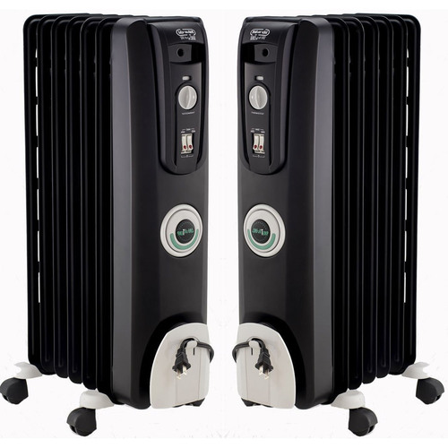 DeLonghi 2 Pack Safeheat 1500W ComforTemp Portable Oil-Filled Radiator Heater - EW7707CB