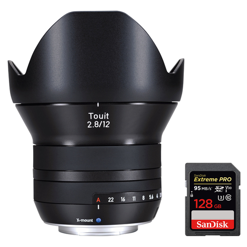 Zeiss Touit 12mm f/2.8 Sony E-Mount Lens w/ 128GB Extreme PRO SDXC Memory Card