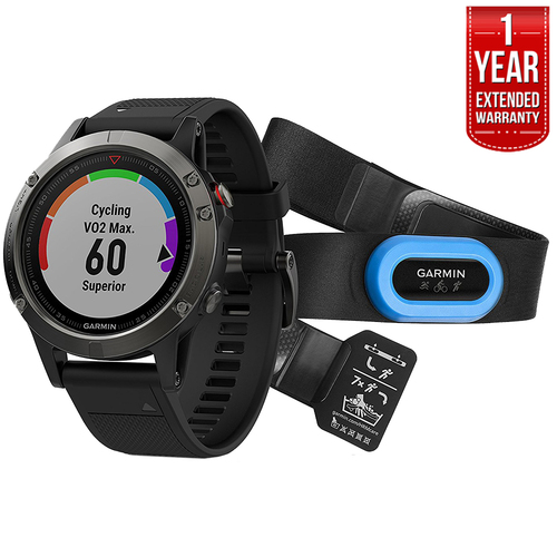 Garmin Fenix 5 Multisport GPS Watch Performer Bundle Gray + 1 Year Extended Warranty