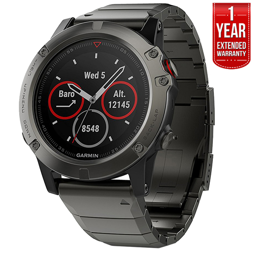 Garmin Fenix 5X Sapphire Multisport 51mm GPS Watch Gray,Metal +1Year Extended Warranty