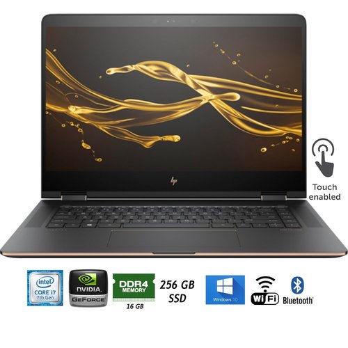 Hewlett Packard 15-BI062NR 15.6` Spectre x360 Intel i7-7500U 4K Touch Laptop - Refurbished