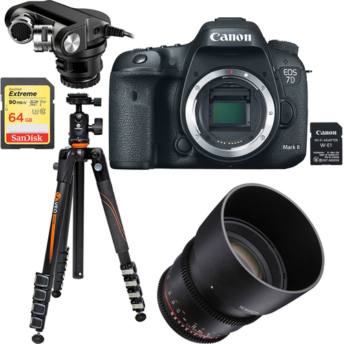 Canon EOS 7D Mark II 20.2MP DSLR Camera w/ Wi-Fi Adapter +Rokinon 85mm Lens Bundle
