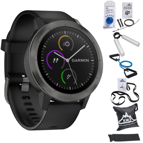 Garmin Vivoactive 3 GPS Fitness Smartwatch (Black) w/ 7 Pcs Workout Bundle