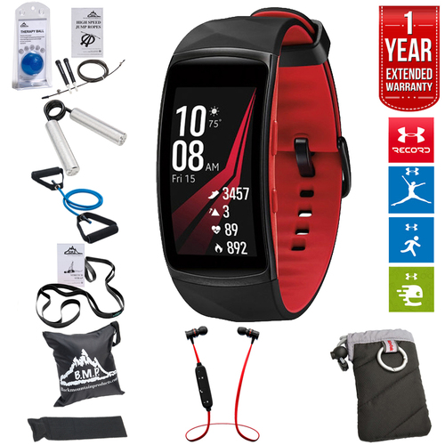 Samsung Gear Fit2 Pro Fitness Smartwatch Red Small+7 Pcs Fitness Kit+Extended Warranty