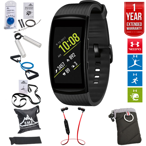 Samsung Gear Fit2 Pro Fitness Smartwatch Black Small+Fitness Kit+Extended Warranty