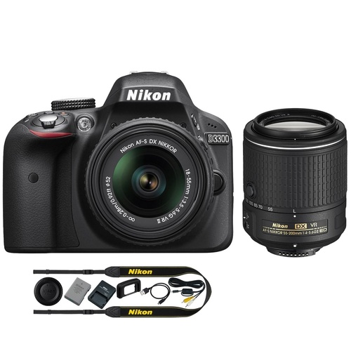 Nikon Refurbished D3300 24.2MP Digital SLR with 18-55mm and 55-200mm VR II Lenses