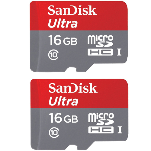 Sandisk Mobile Ultra microSDHC 16GB UHS Class 10 Memory Card 2-Pack Bundle