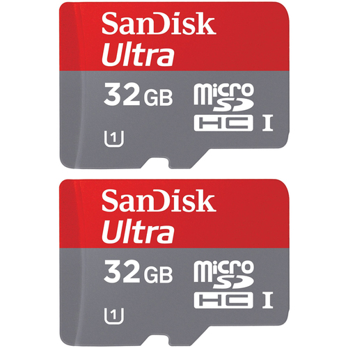 Sandisk Imaging Ultra microSDHC 32GB UHS Class 10 Memory Card 2-Pack Bundle