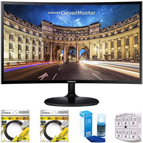 Samsung 24` Curved LED Monitor Full HD 1920x1080 Resolution with Cleaning Bundle
