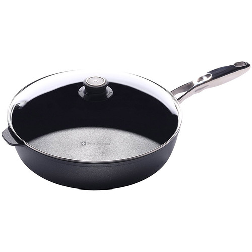 Swiss Diamond Nonstick Saute Pan with Stainless Steel Handle & Lid - 5.8 Qt (12.5`)