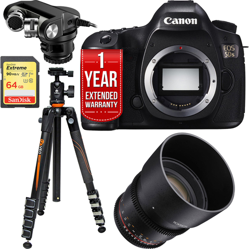 Canon EOS 5DS 50.6MP Digital SLR Camera (Body) + Rokinon 85mm Cine Lens Bundle