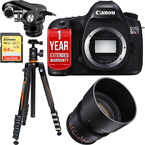 Canon EOS 5DS R 50.6MP Digital SLR Camera (Body) + Rokinon 85mm Cine Lens Bundle