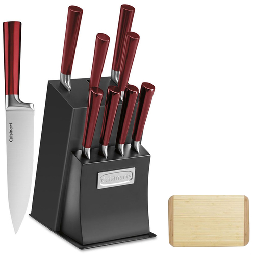 Cuisinart 11 Pcs Vetrano Collection Cutlery Knife Block Set Red w/ Cutting Board