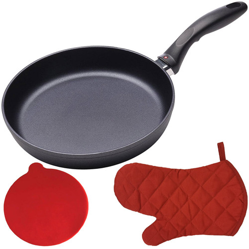 Swiss Diamond Nonstick 10.25` Fry Pan with Oven Mitt and Hot Pads