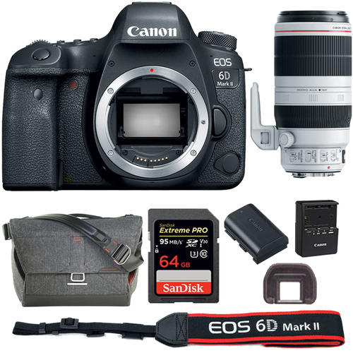 Canon EOS 6D Mark II 26.2MP Full-Frame DSLR Camera + 100-400mm Lens +64GB Bundle