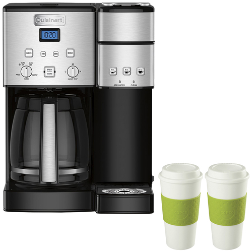 Cuisinart SS-15 12-Cup Coffee Maker & Single-Serve Brewer w/ 2 Reusable To Go Cups (Green)