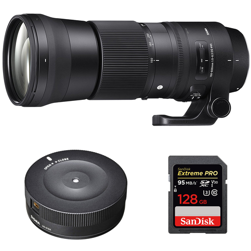 Sigma 150-600mm F5-6.3 DG OS HSM Zoom Lens for Nikon + USB Dock + 128GB Memory Card