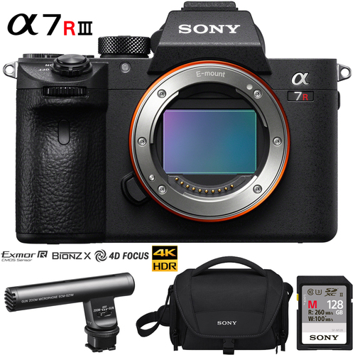 Sony a7RIII Full-Frame Mirrorless Lens Camera Body(ILCE7RM3/B)Bag Gun Mic Bundle