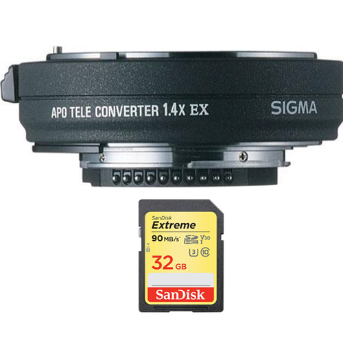 Sigma 1.4X APO EX DG Teleconverter for Nikon AF Digital SLR + 32GB Memory Card