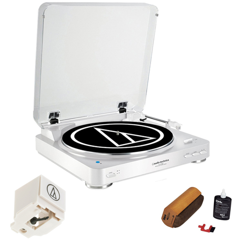 Audio-Technica Belt-Drive Stereo Turntable Premium Bundle w/ Stylus Needle & Cleaning Kit