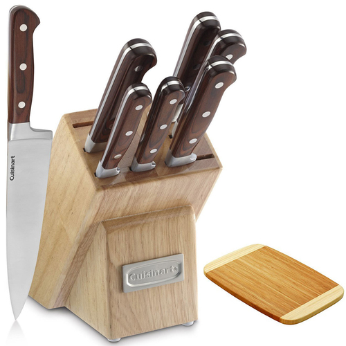 Cuisinart 8 Pcs Cutlery Set with Block Pakka Wood w/ Bamboo Cutting Board