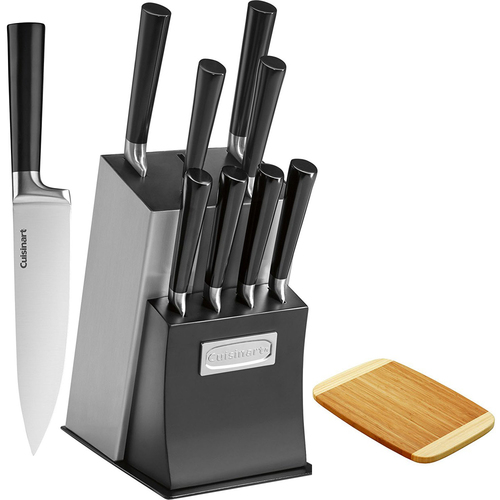 Cuisinart 11 Pc Cutlery Set with Block - Ventrano Black w/ Bamboo Cutting Board