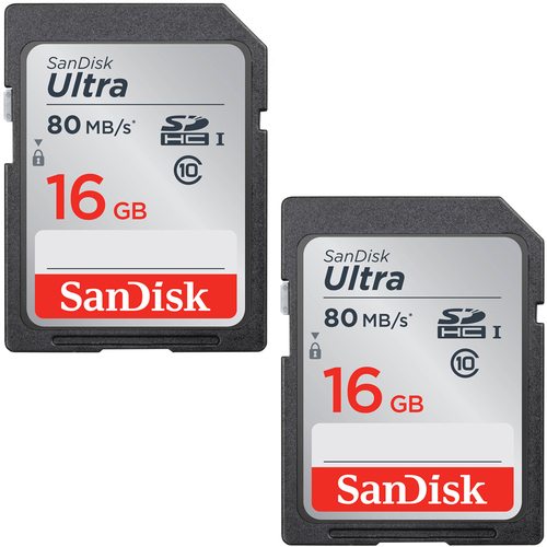 Ultra SDHC 16GB UHS Class 10 Memory Card, Up to 80MB/s Read Speed 2 Pack
