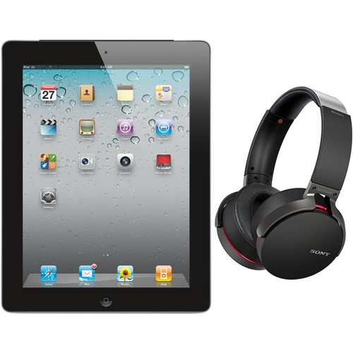 Apple iPad 2 16GB Black 2nd Gen Refurbished with New Wireless Headphones Black