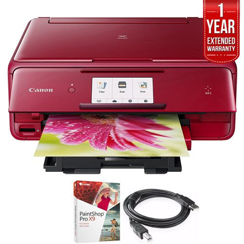 Canon PIXMA 1369C042 wireless Printer, Scanner & Copier 4.3 Red+Warranty Bundle