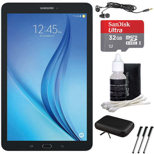 Samsung Galaxy Tab E 9.6` 16GB Tablet PC (Wi-Fi) - Black 32GB microSDHC Card Bundle