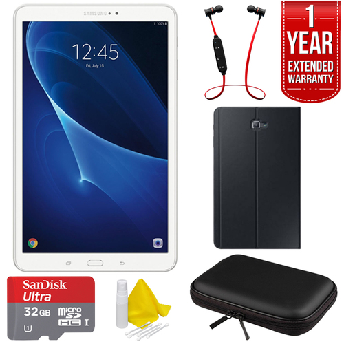 Samsung Galaxy Tab A 16GB 10.1-inch Tablet - White w/ Warranty + Accessories Bundle