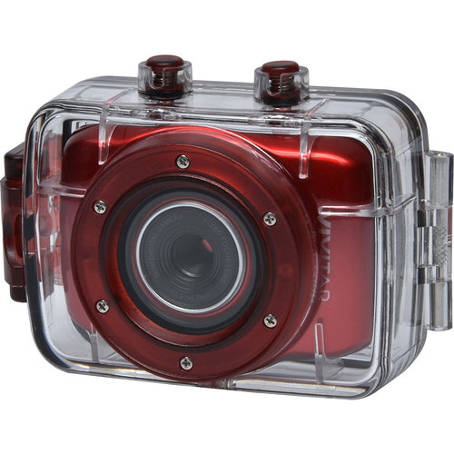 Vivitar DVR781HD HD Waterproof Action Video Camera Camcorder Red w/ Helmet + Bike Mounts