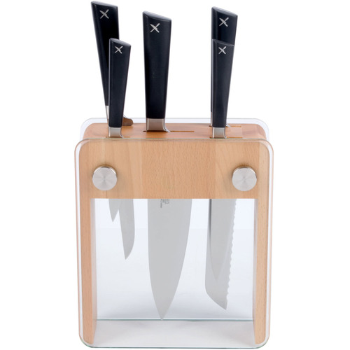 Mercer Cutlery 6-Pc. Knife Block Set - Beech Wood & Glass