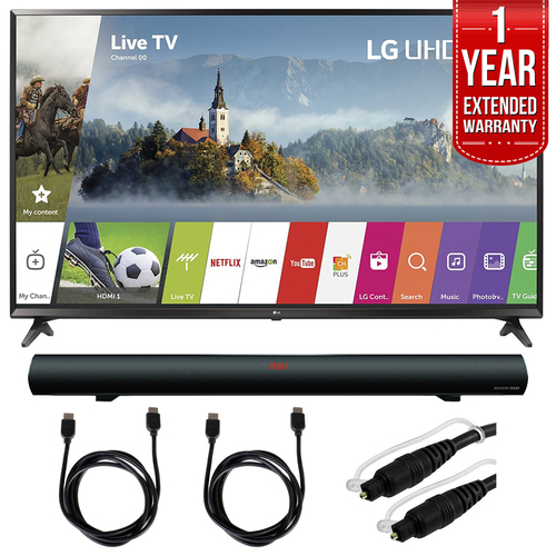 LG 55UJ6300 55` 4K UHD Smart IPS LED TV (2017) w/ 37` Bluetooth Sound Bar Bundle
