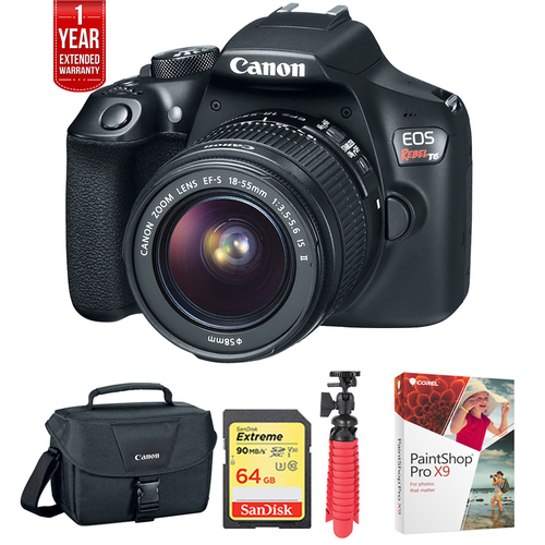 Canon EOS Rebel T6 DSLR Camera w/ 18-55mm + 75-300mm Dual Zoom Kit + 64GB Bundle